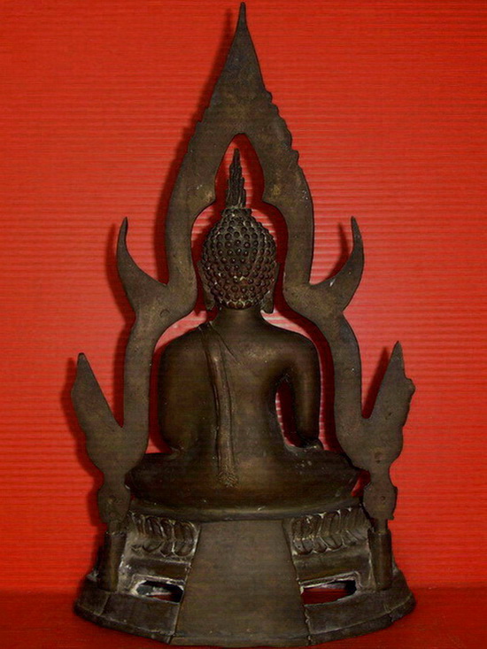 พระพุทธชินราชบูชา เนื้อทองผสม ตามุก ฐานฉลุ หน้าตัก 5 นิ้ว สวยมากค่ะ