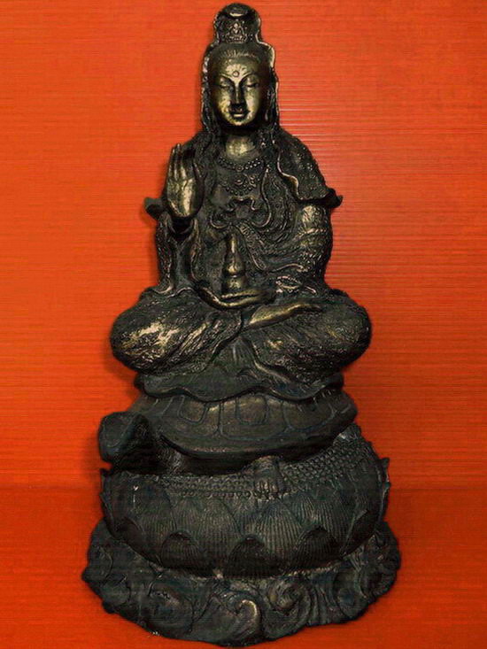 รูปหล่อบูชาเจ้าแม่กวนอิมนั่งบนหลังเต่า ขนาดสูง 11.5 นิ้ว สวยมากค่ะ 