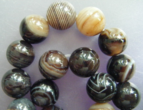 เม็ดหินอาเกต ขนาด 10 มิลลิเมตร จำนวน 35 เม็ด สำหรับประกอบงานร้อยสร้อย (04)