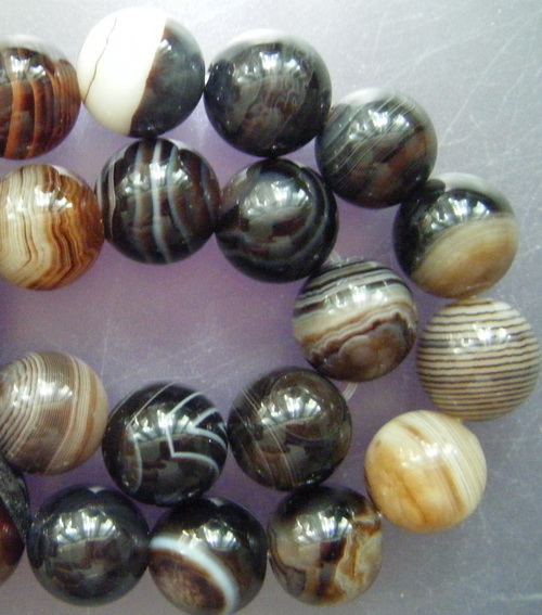 เม็ดหินอาเกต ขนาด 10 มิลลิเมตร จำนวน 35 เม็ด สำหรับประกอบงานร้อยสร้อย (04)