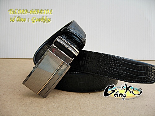 เข็มขัดหนังหัวออโต้ล๊อค สีดำ 