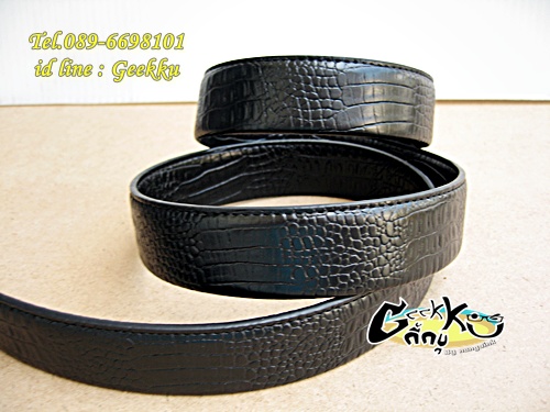 เข็มขัดหนังหัวออโต้ล๊อค สีดำ 