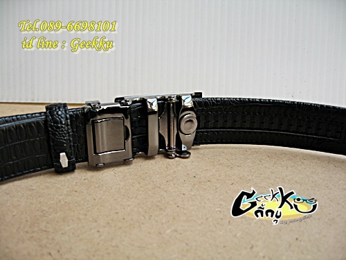 เข็มขัดหนังหัวออโต้ล๊อค สีดำ 