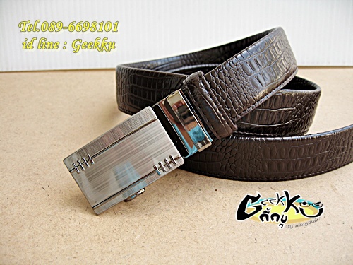 เข็มขัดหนังหัวออโต้ล๊อค สีน้ำตาล  