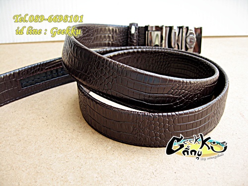 เข็มขัดหนังหัวออโต้ล๊อค สีน้ำตาล  