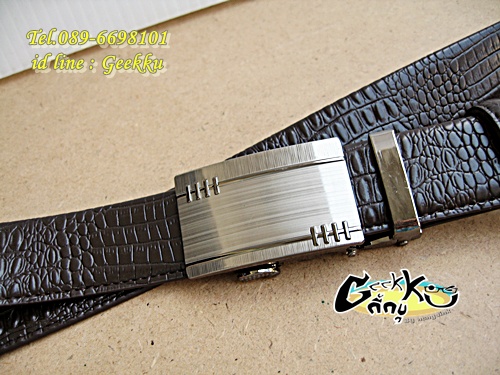 เข็มขัดหนังหัวออโต้ล๊อค สีน้ำตาล  