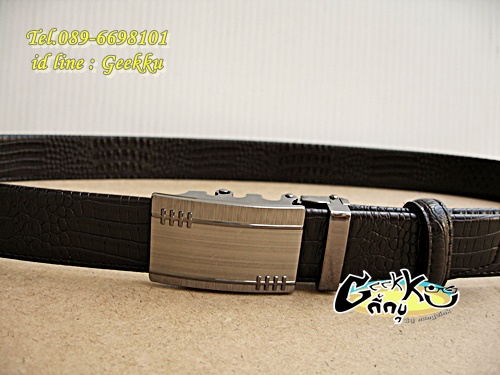 เข็มขัดหนังหัวออโต้ล๊อค สีน้ำตาล  