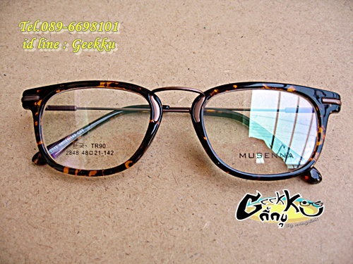 กรอบแว่นตา กรอบเต็มน้ำตาลกระ ขาสปริง