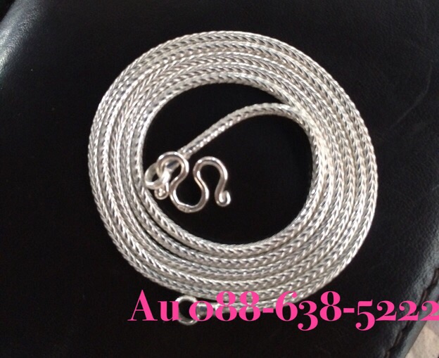 สร้อยเงินแท้ ลายสี่เสาเหลี่ยม (สวมหัวได้) ทำจาก #ตอกที่ห่วง92.5% ยาว 24 นิ้ว