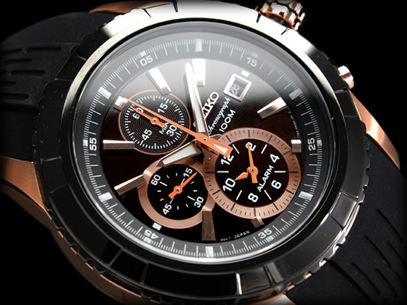 นาฬิกาหรู Seiko ของแท้ Chronograph สุดหรู ตัวเรือน pink gold หน้าปัดสวยมาก บรรจุในกล่องหรู