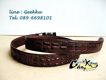 เข็มขัดหนังแท้ (หนังวัว) ทำลายจระเขั สีน้ำตาล  