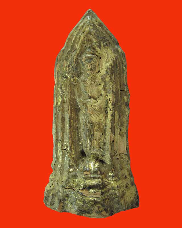 พระโคนสมอ  พิมพ์ถวายเนตร เนื้อดิน ปิดทองเก่า อยุธยา