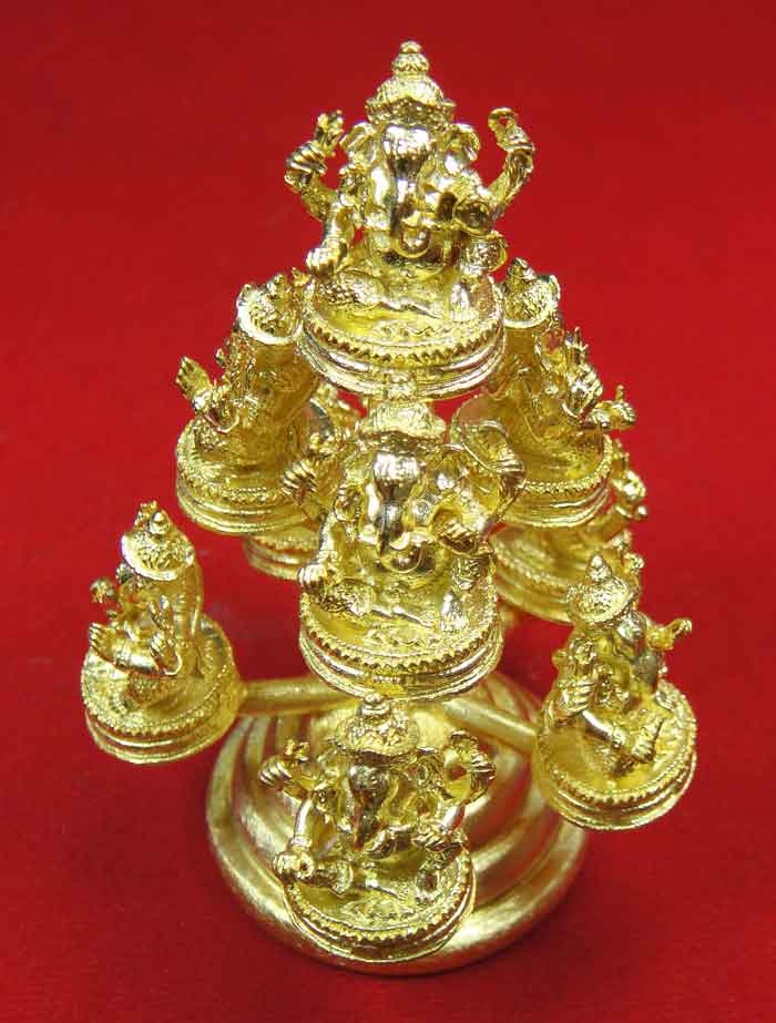 พระพิฆเณศวรเทพเจ้าแห่งความสำเร็จในทุกศาสตร์สรรพสิ่ง พระหล่อช่อ 9 องค์ งานศิลป์ล้อรูปแบบ ขนาดบูชา ควา