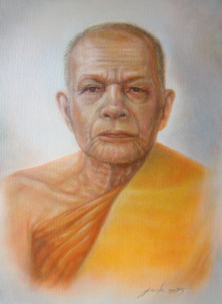 ภาพวาดสีน้ำมัน หลวงพ่อแดง วัดเขาบันไดอิฐ งานเพ้นท์บนเฟรมผ้าใบ canvas ขนาด 30 x 40 cm.