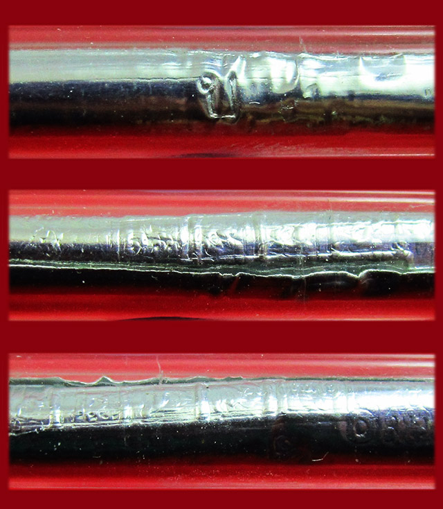 ตะกรุดเงินปั๊มยันต์โสฬสมหามงคล ตอกโค๊ด " บ " หลวงปู่บัว ถามโก วัดศรีบุรพาราม จ.ตราด ยาว ๑.๕ นิ้ว