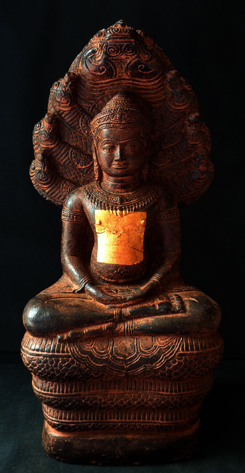 พระบูชา นาคปรก ศิลปะเขมร หน้าตัก7นิ้ว(องใหญ่) เนื้อศิลาหล่อ สีแดงเม็ดมะขาม พุทธศิล ป์ใหม่สวยงาม หายา