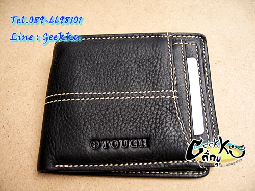 กระเป๋าตังค์ Tough (T09) หนังแท้สีดำ หนังชามัวร์