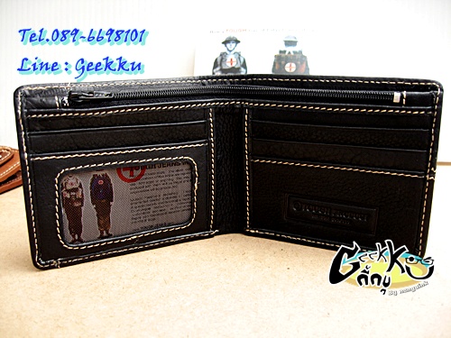 กระเป๋าตังค์ Tough (T09) หนังแท้สีดำ หนังชามัวร์