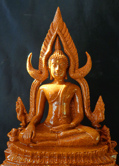 พระบูชาพระพุทธชินราช 5นิ้ว เนื้อกระเบื้องหลังคาโบส สีน้ำตาล พิมพ์ชัดละเอียด พุทธศิลป์สวยงาม งดงาม