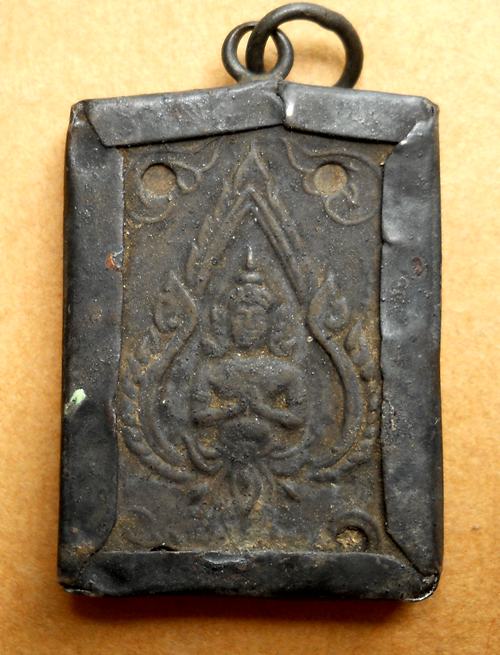 รูปถ่ายอัดกระจกหลวงพ่อจง วัดหน้าต่างนอก เลี่ยมกรอบเงินเก่าๆ