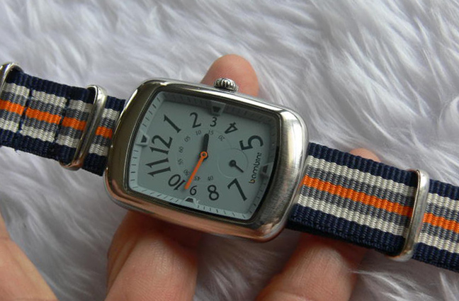 นาฬิกา Bambini ของแท้ Stainless Steel Case สวยๆ สายนาโต้ เข็มสปอร์ตส้ม พร้อมเข็มวินาทีแยก