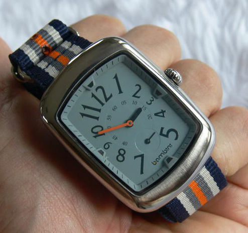 นาฬิกา Bambini ของแท้ Stainless Steel Case สวยๆ สายนาโต้ เข็มสปอร์ตส้ม พร้อมเข็มวินาทีแยก