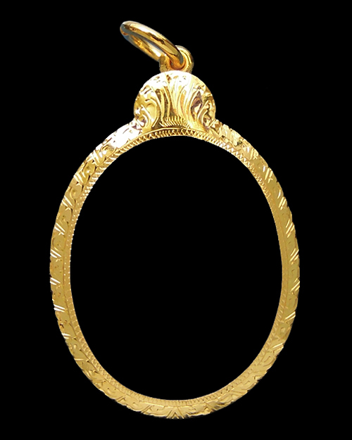 กรอบทองหัวเต่า มือ1ใส่ เหรียญรูปไข่รุ่น2,4 ลป.ทวด วัดช้างให้ จ.ปัตตานี, พระผงดวงเศรษฐี ลป.หมุน1.76g