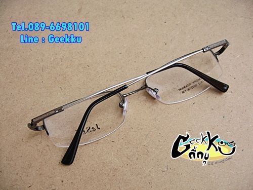 กรอบแว่นตา J&S&K ทรงครึ่งกรอบ สีกัน(ดำ-เทา) ทำจาก TiTANIUM โค้ง ดัด บิด งอไกั