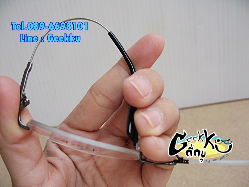 กรอบแว่นตา J&S&K ทรงครึ่งกรอบ สีกัน(ดำ-เทา) ทำจาก TiTANIUM โค้ง ดัด บิด งอไกั