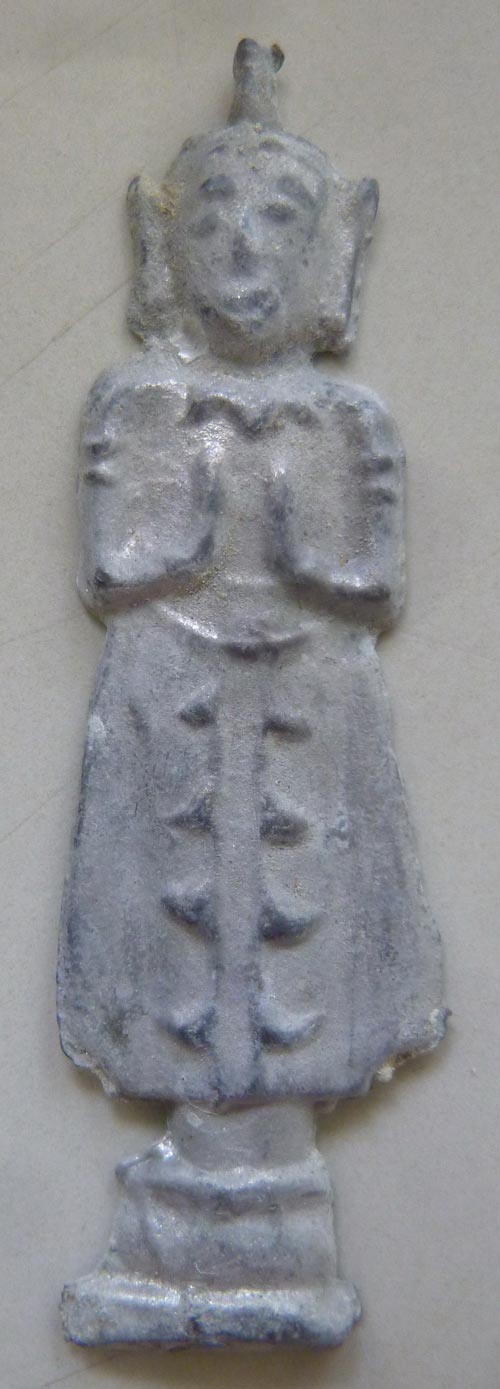 พระยืนประทานพร เนื้อชินเงินปรอทขาว