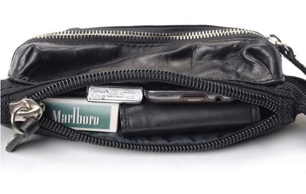 กระเป๋าคาดเอว fifteen sixteen หนังแท้ผสมผ้าร่มเคลือบกันน้ำ