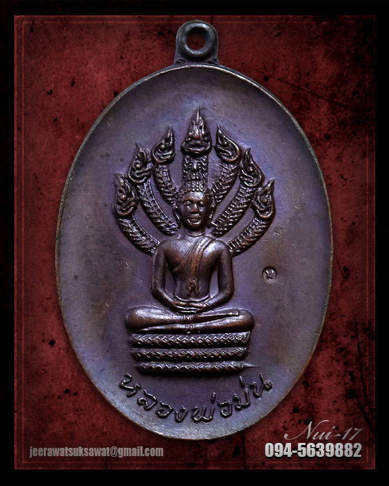 เหรียญนาคปรกรุ่นแรก หลวงปู่ม่น วัดเนินตามาก จ.ชลบุรี ปี๒๕๑๙ เนื้อทองแดง 