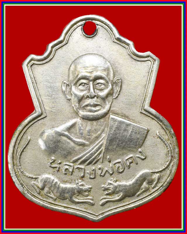 เหรียญเสือคู่หลวงพ่อคง วัดวังสรรพรส  เนื้ออัลปาก้า