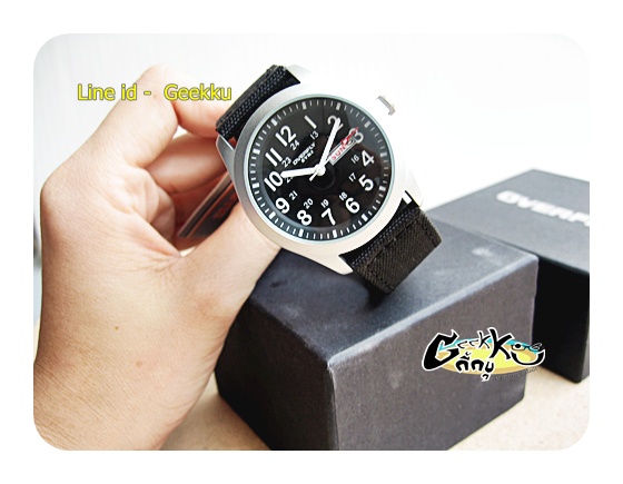 นาฬิกา Eyki Overfly สายผ้าสีดำรองหนังนุ่มด้านใน พร้อมกล่อง