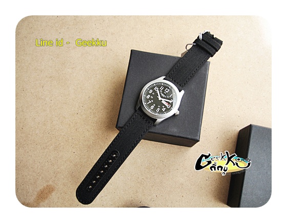 นาฬิกา Eyki Overfly สายผ้าสีดำรองหนังนุ่มด้านใน พร้อมกล่อง