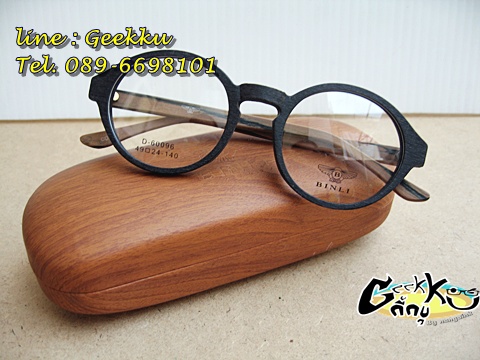 กรอบแว่น BINLI ทรงกรอบเต็ม ทรงกลม ตัวกรอบและขาทำจากไม้แท้ค่ะ 