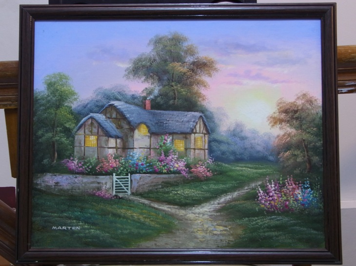  ภาพบ้านชายป่า สีน้ำมัน