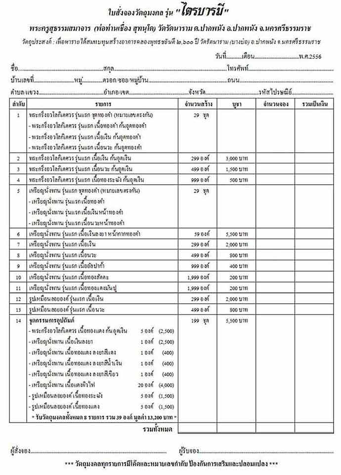 รูปเหมือนรุ่นแรก เนื้อทองแดง "รุ่น...ไตรบารมี" พ่อท่านเชื่อง วัดบางบ่อ จ.นครศรีธรรมราช เลข 500