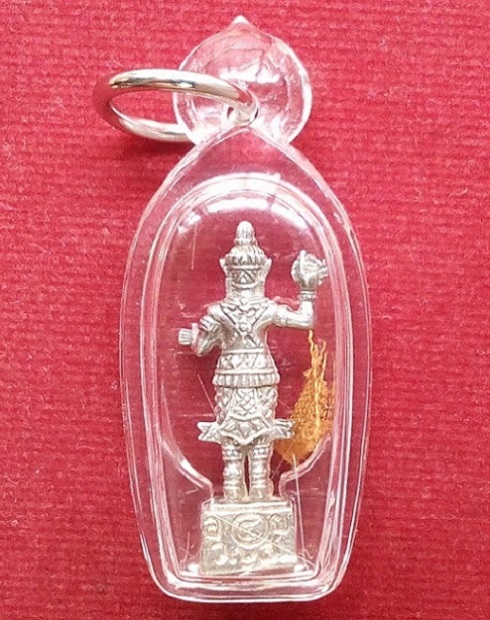 ท้าวเวสสุวรรณัง เนื้อเงิน+เกศา หลวงปู่ชื้น วัดญาณเสน อยุธยา ปี45 ตอดโค๊ตด้านหน้า