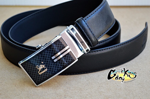เข็มขัดหนังหัวออโต้ล๊อค สีดำ 