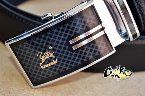 เข็มขัดหนังหัวออโต้ล๊อค สีดำ 