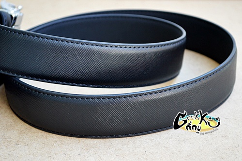 เข็มขัดหนังหัวออโต้ล๊อค สีดำ 
