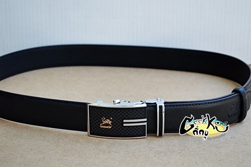 เข็มขัดหนังหัวออโต้ล๊อค สีดำ 