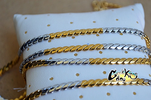 สร้อยคอสแตนเลส 2 กษัตริย์ เงิน ทอง 