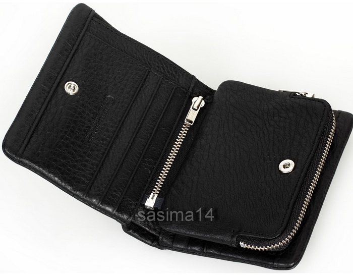 กระเป๋าสตางค์ fifteen sixteen หนังแท้ สีดำ มีสายหนังคล้องหูเ ข็มขัด