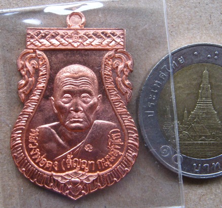 เหรียญรุ่นแรก หลวงพ่อคง วัดกลางบางแก้ว จ นครปฐม ปี2553 เนื้อทองแดง หมายเลข876