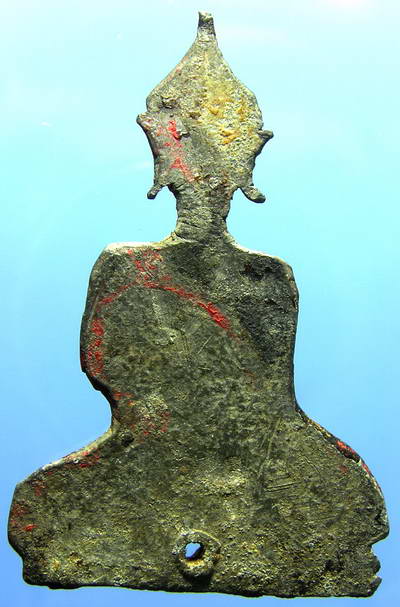 พระอู่ทอง กรุวัดเทวะสังฆาราม เนื้อชินเงิน กาญจนบุรี ปิดทองเดิม ด้านหลังมีชาด(องค์ที่2)