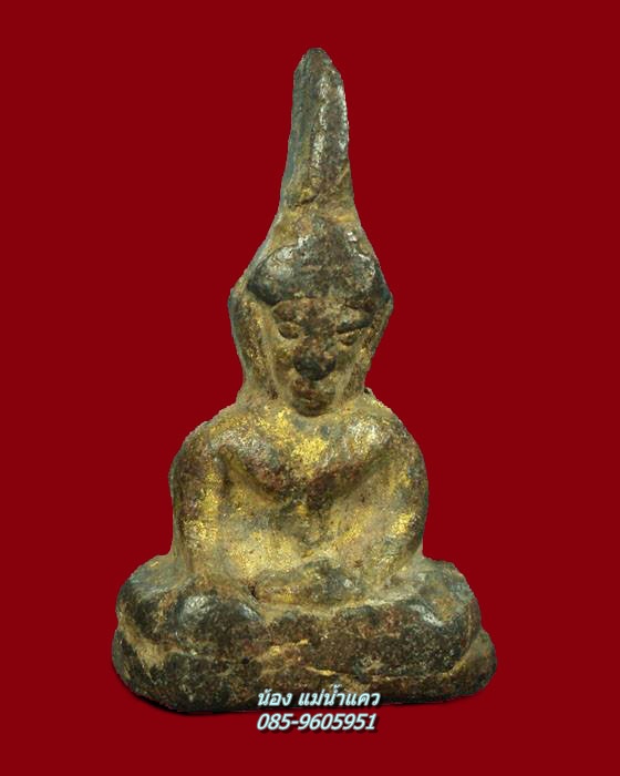ท่ากระดาน หลวงพ่อนารถ วัดศรีโลหะฯ พิมพ์เล็ก ตะกั่วสนิมแดงๆ ปิดทองเดิม (พระหนา)กาญจนบุรี