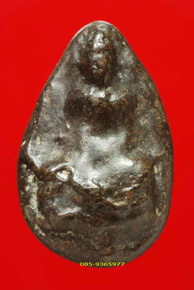 พระเม็ดน้อยหน่า พิมพ์ใหญ่ สนิมแดง อยุธยา+ตลับเงินชุบทองขาว