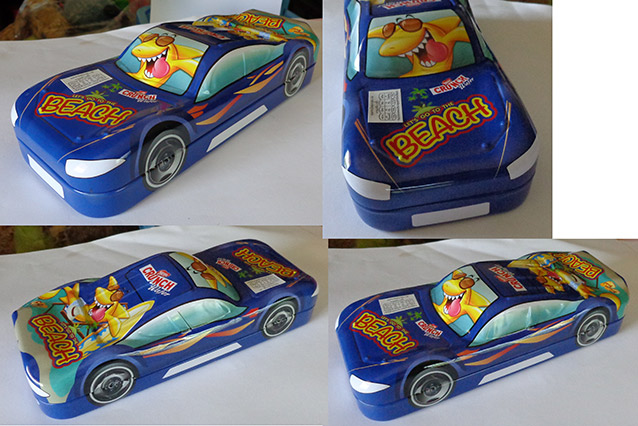 กล่องเหล็ก KIT KAT และ CRUNCH รูปรถแข่ง  เอาไปใส่ของได้เอนกประสงค์ ทั้งเครื่องเขียน,พระเครื่อง ฯลฯ